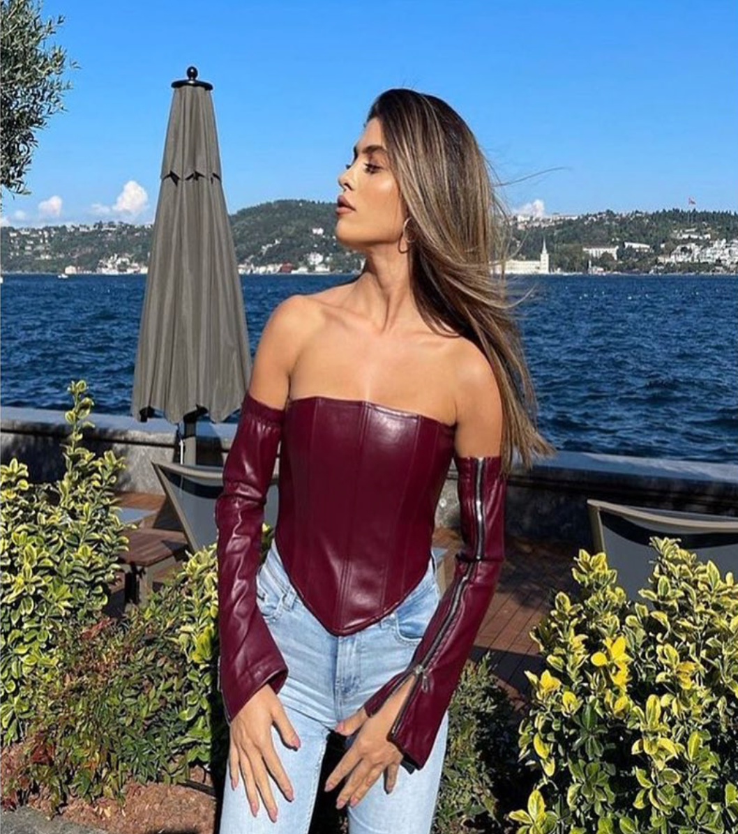 Burgundy Leather Corset