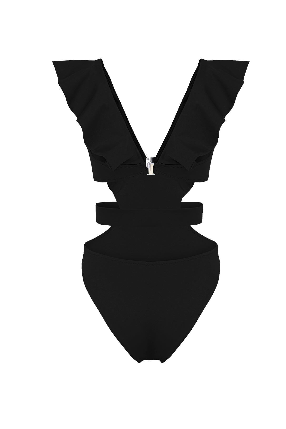 Ruffled Black Swimsuit