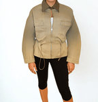 Desert Dusk Jacket by Chez Neeba — refined neutral-toned jacket inspired by desert hues, featuring a structured yet fluid silhouette that embodies effortless elegance and modern minimalism.