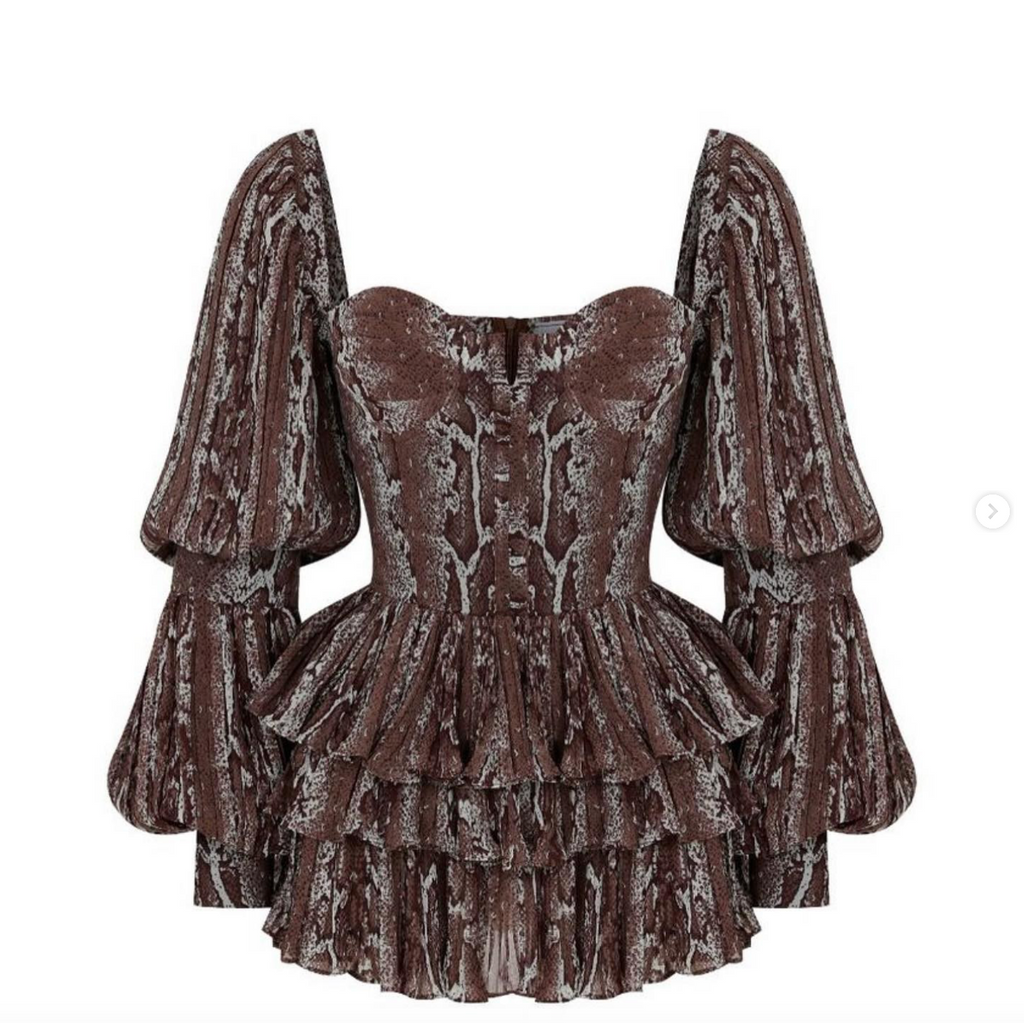 Snake print ruffled Dress