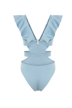 Aqua Ruffled Swimsuit - Chez Neeba