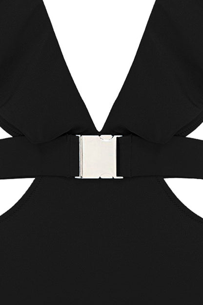 Ruffled Black Swimsuit - Chez Neeba