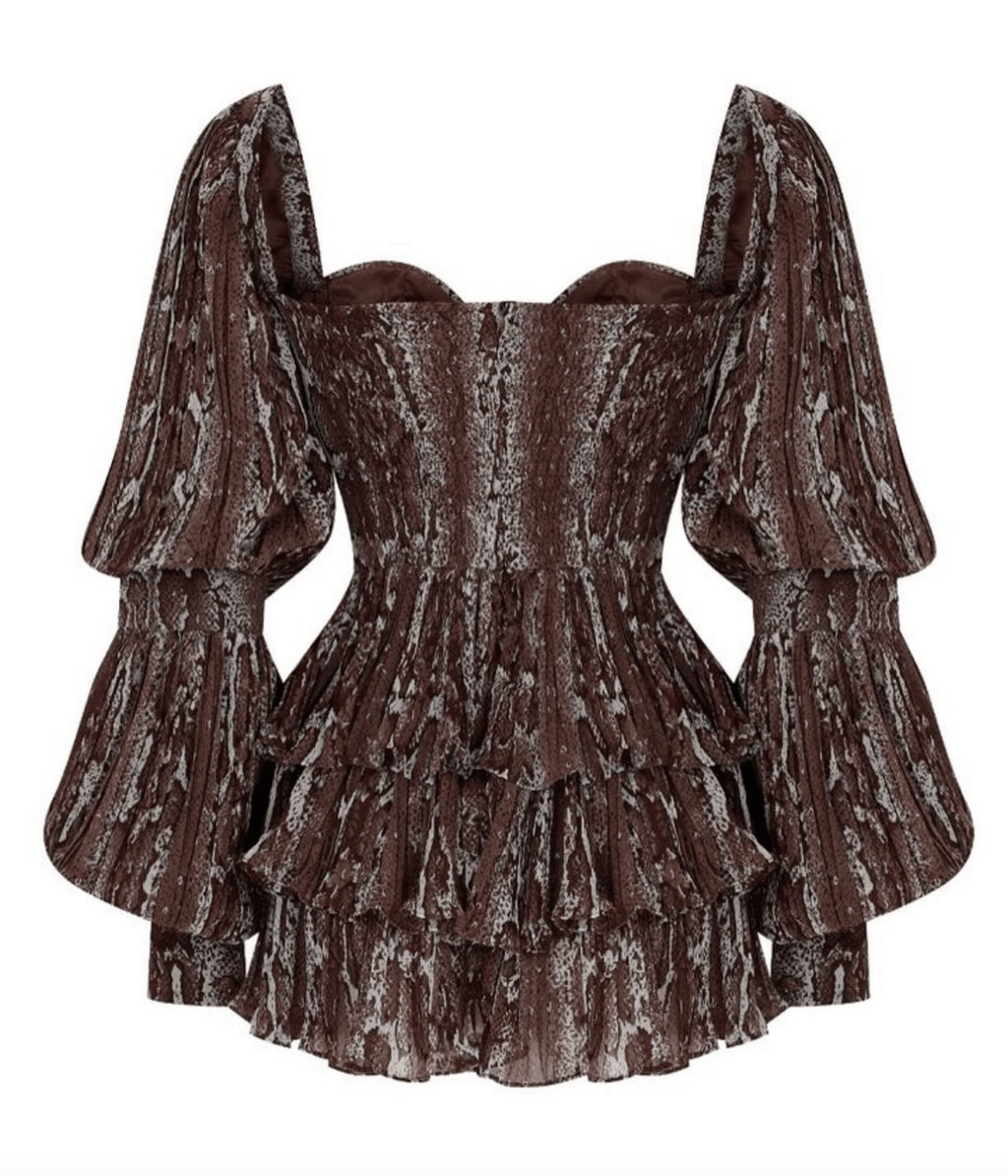 Snake print ruffled Dress - Chez Neeba