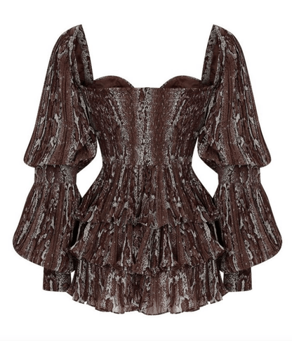 Snake print ruffled Dress - Chez Neeba